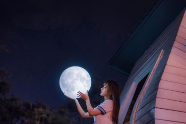 月亮照亮黑夜 二次元 JK 艺术 写真 美少女 光影